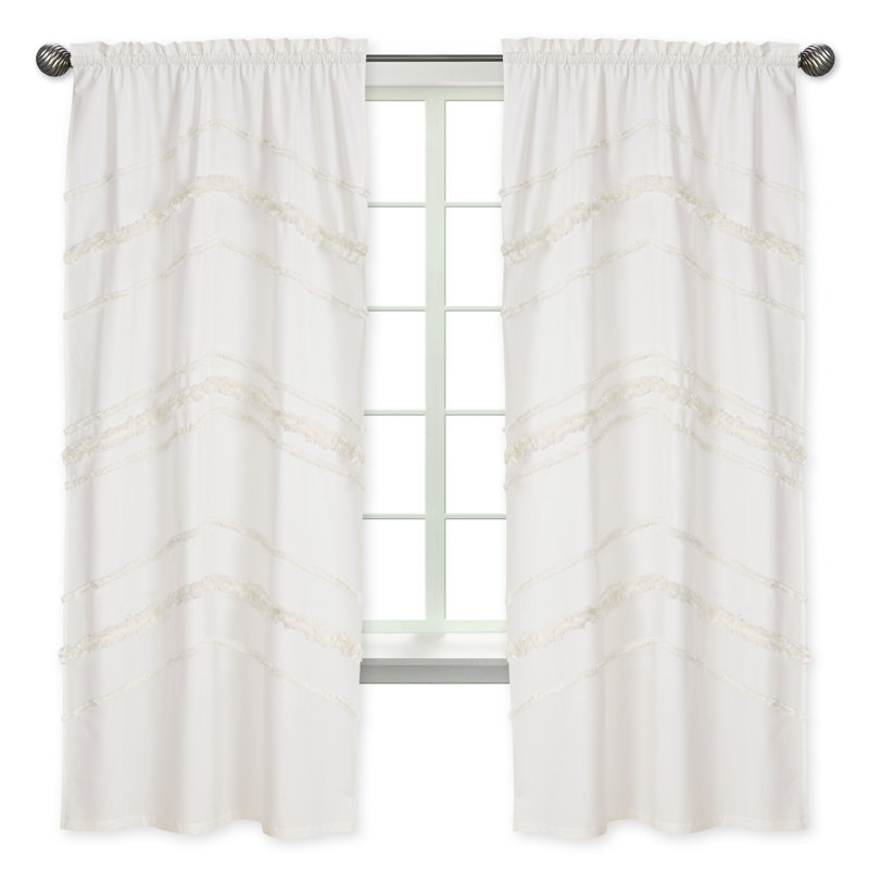 Boho Fringe Semi-Sheer Rod Pocket Curtain Panels (Set of 2) by Sweet Jojo Designs, Ivory