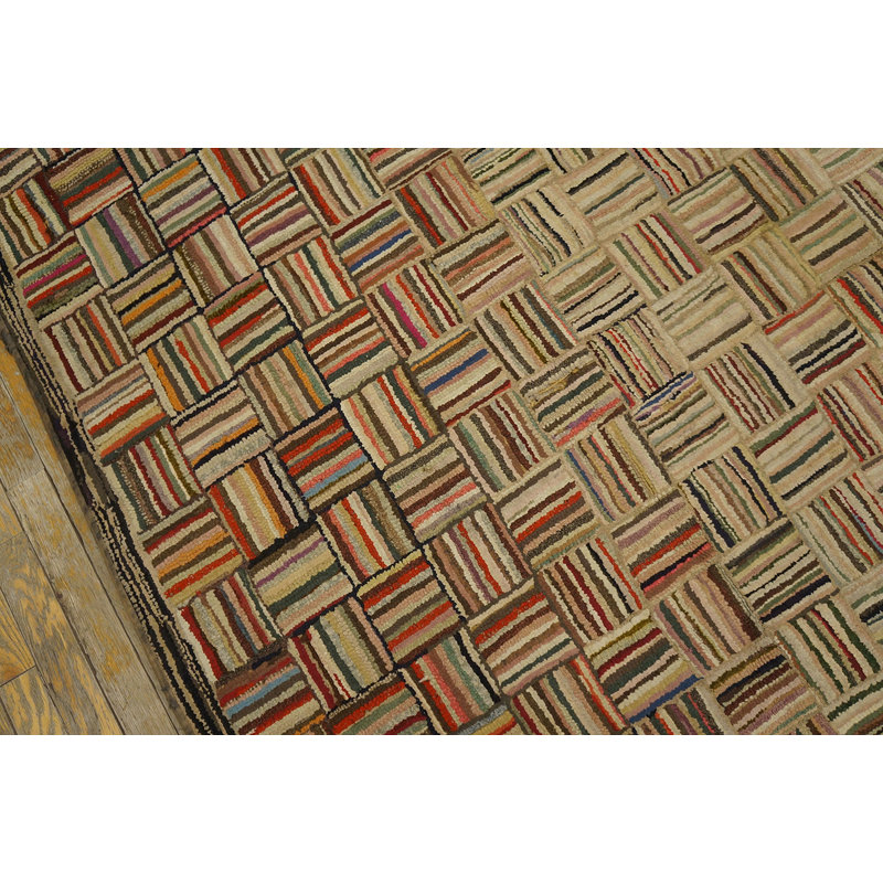Antique American Hooked Rug Small Scatter Size Multicolor