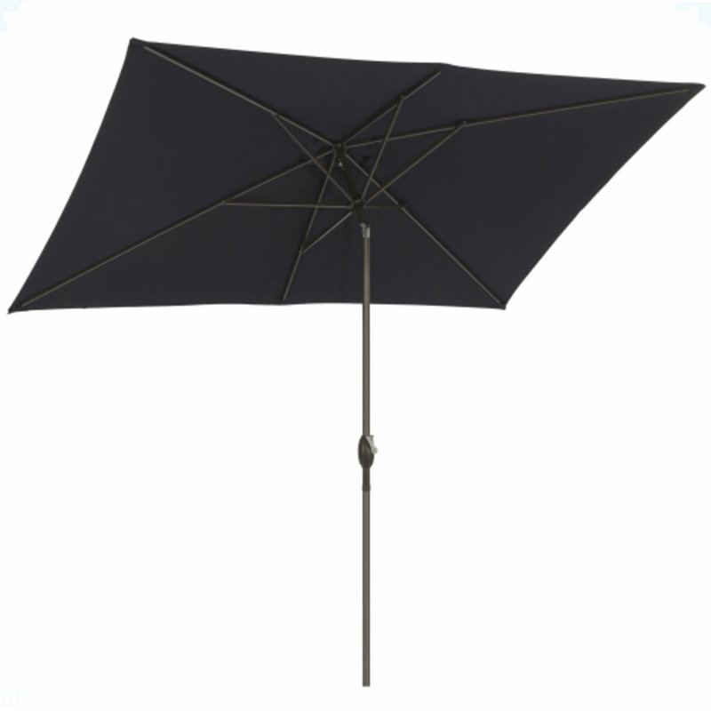 Parasol rectangulaire noir de 6,5 x 10 pi avec manivelle, inclinable, toile résistante aux rayons UV pour la piscine, la cour et le patio (sans base)