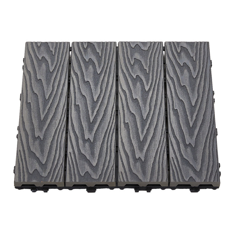 30cm L x 30cm W Plastic Interlocking Deck Deck Tile Kit, Grey