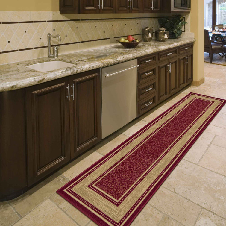 Ottomanson Machine Washable Non-Slip Rubberback Border Area Rug