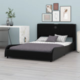 Upholstered Platform Bed With Thickened Headboard, Bluetooth Speakers And RGB LED Light