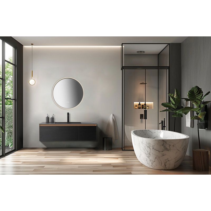 Shell LED Mirror, Gold, Round, 35.43" x 35.43"
