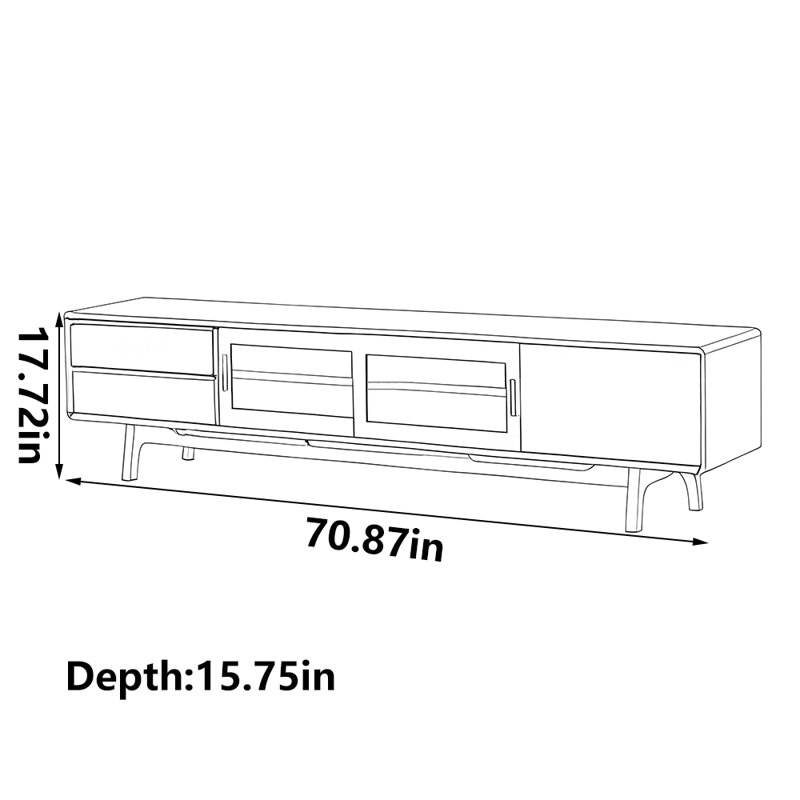 Simple solid wood large capacity TV cabinet, 70.87"