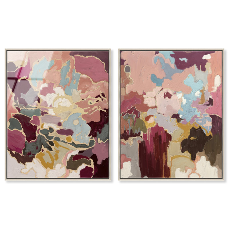 Ruby Lovers Set High-Gloss Frameless Acrylic Glass Wall Art Abstract Print by Oliver Gal, Ready to Hang, 16 x 20, 17"H x 21"W