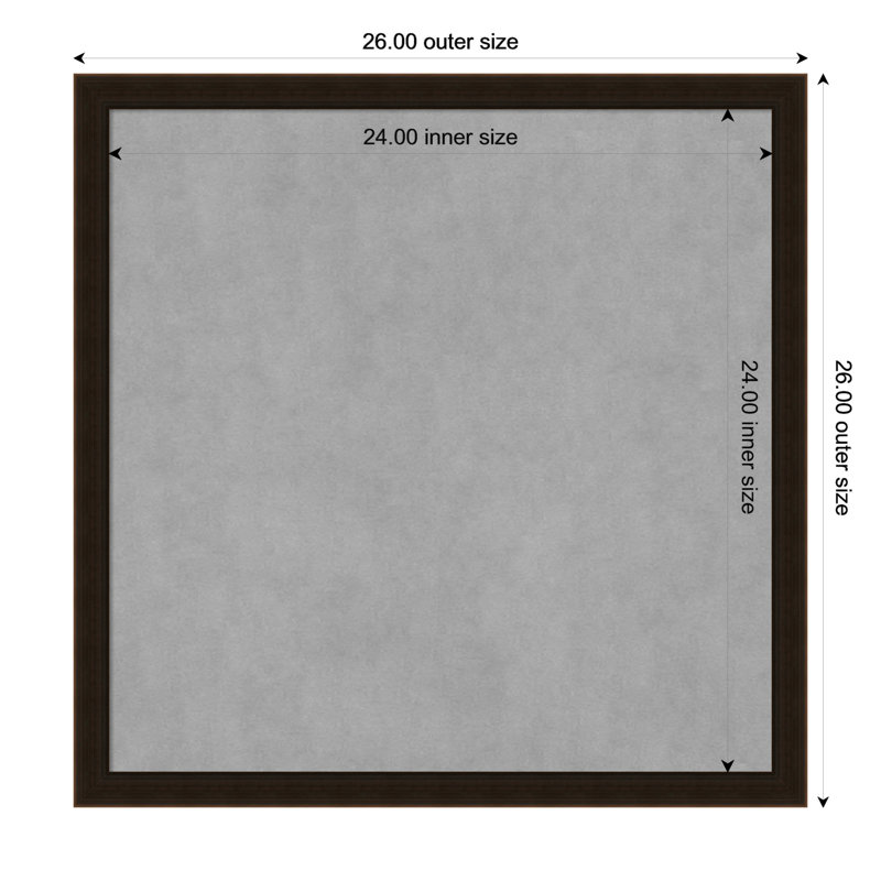 Tableau d'organisation magnétique espresso à cadre brun, H 26 po x l 26 po