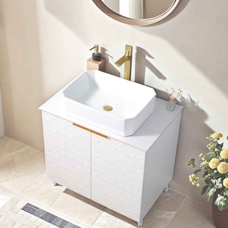 Ensemble de meuble-lavabo simple 30 po blanc moderne, 30", Forme rectangulaire