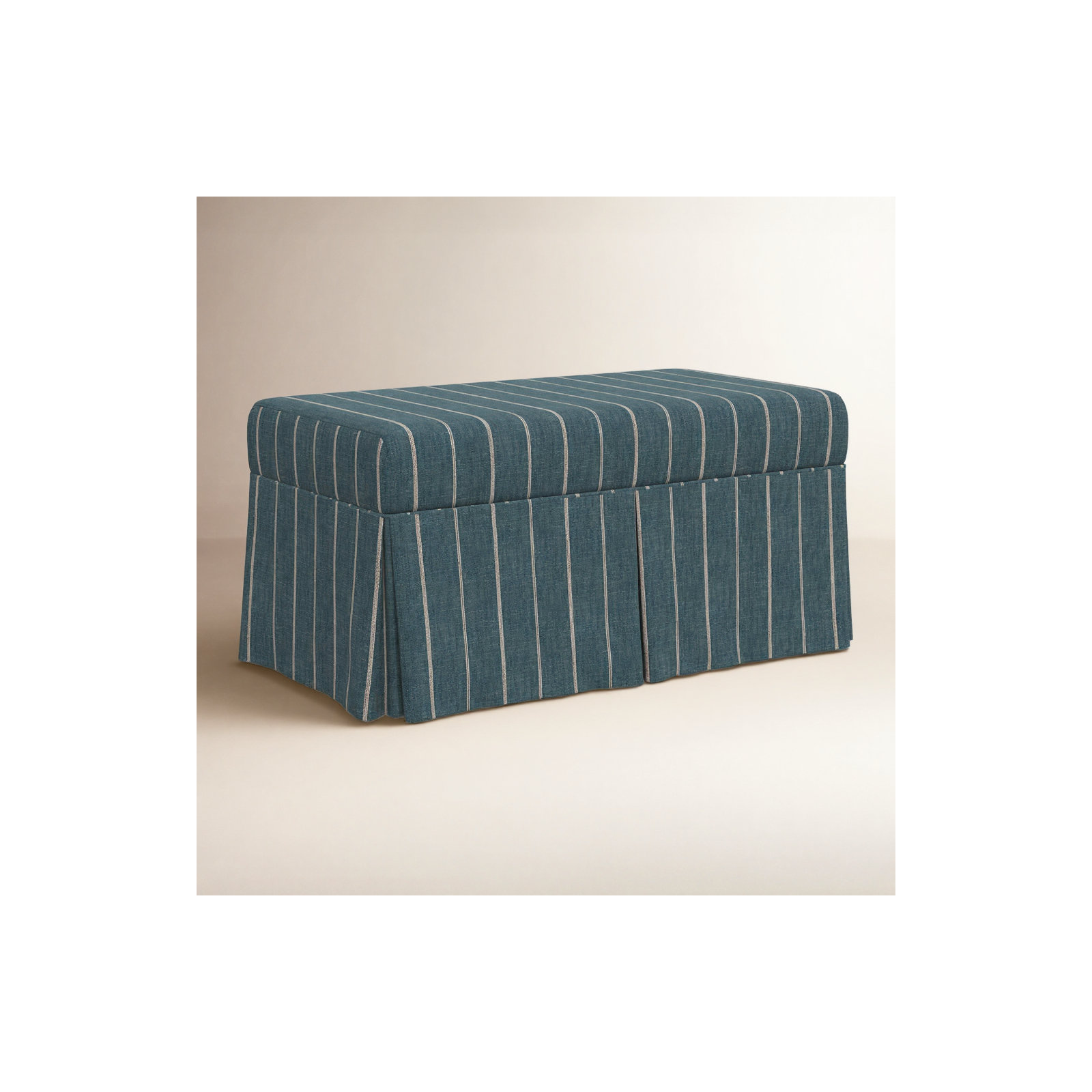 Chaplin Storage Bench, Fritz Indigo Stripe