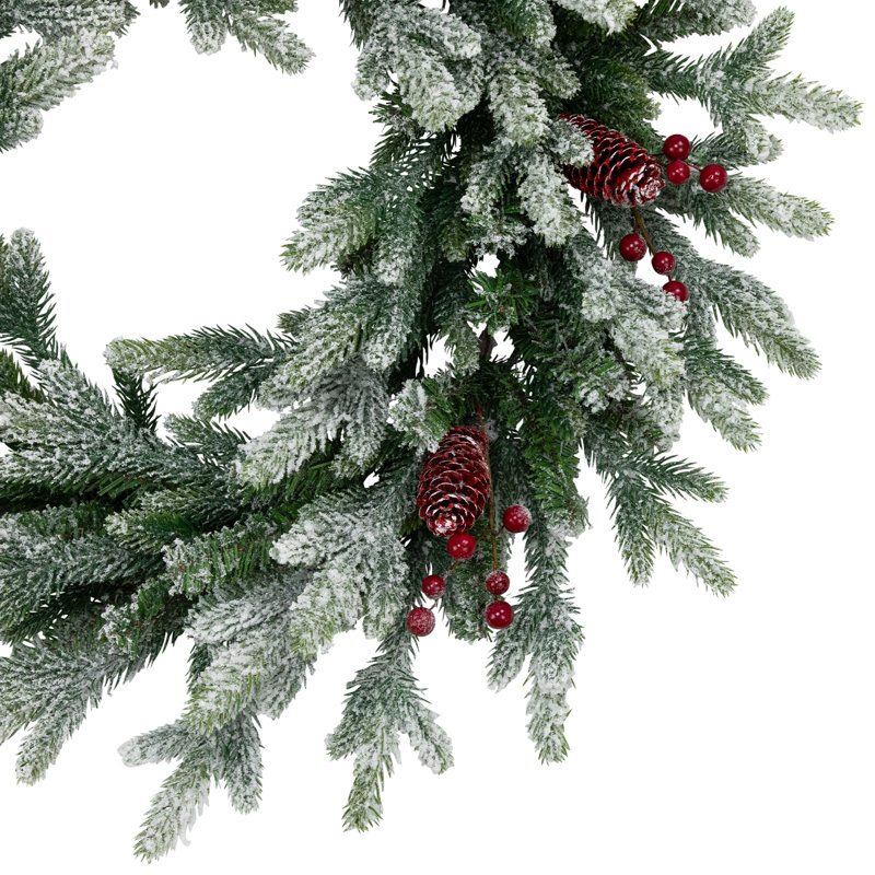 Real Touch Flocked Snowcap Grove Fir Artificial Christmas Wreath - 24" - Unlit