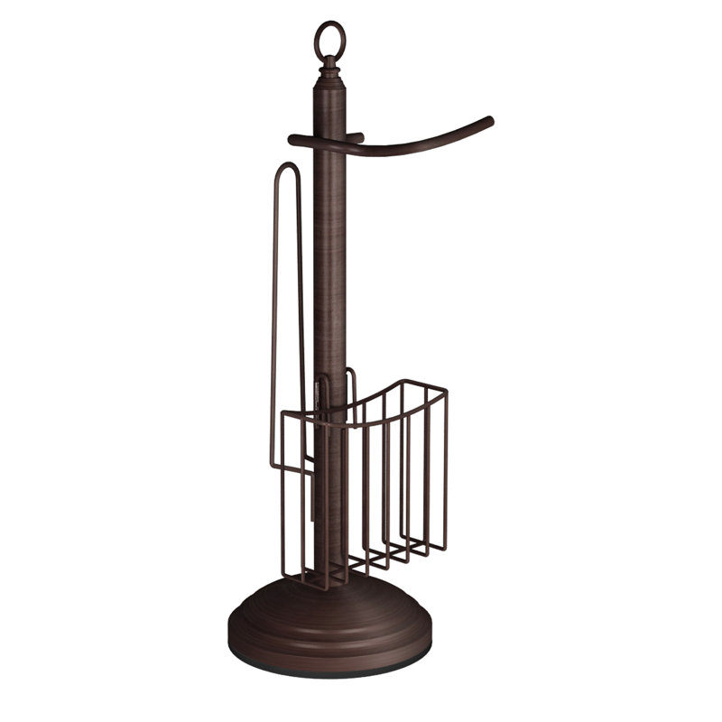 Porte-papier hygiénique sur pied avec rangement, Bronze huilé