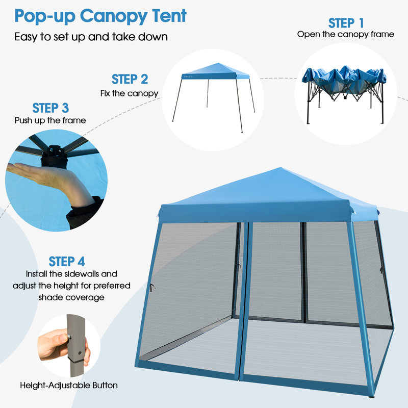 Britte 3m x 3m Metal Pop-Up Canopy, Blue