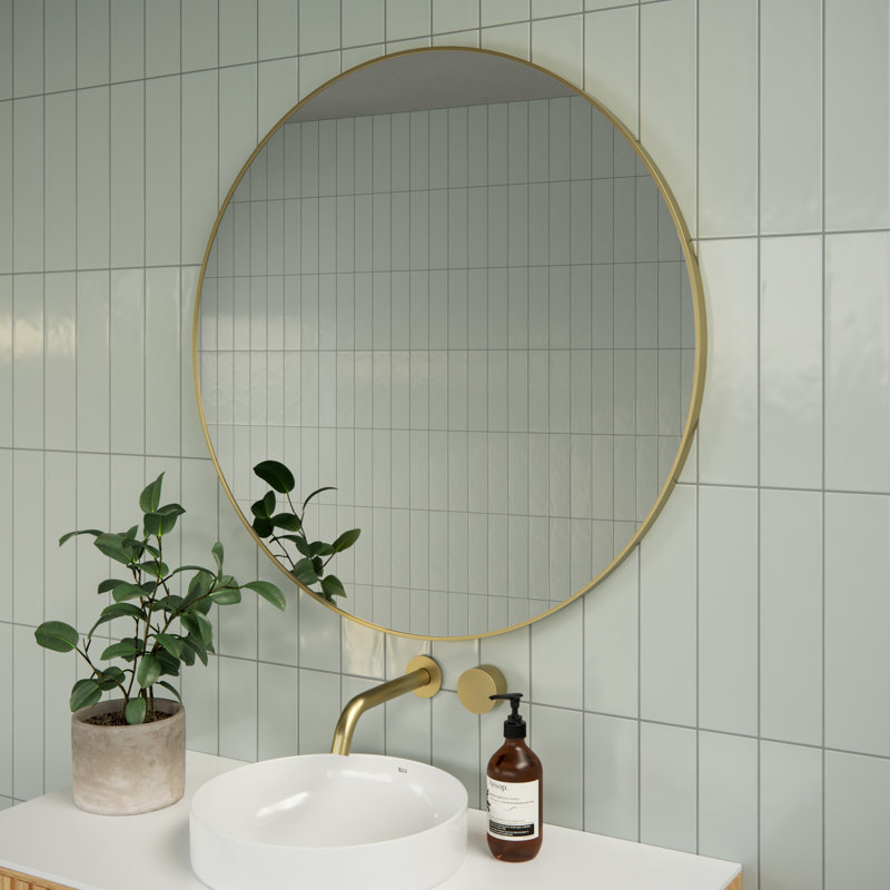 Modern & Contemporary Bathroom/Vanity Mirror, Satin Brass, 32" x 32"