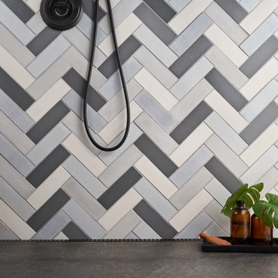 Groovy Blend 2" x 8" Glossy Lava Stone Subway Wall Tile (3.88 Sq. Ft. / Case)