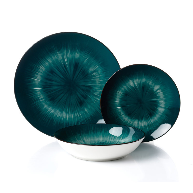 Waterside 12pc Star Porcelain Dinner Set, Green