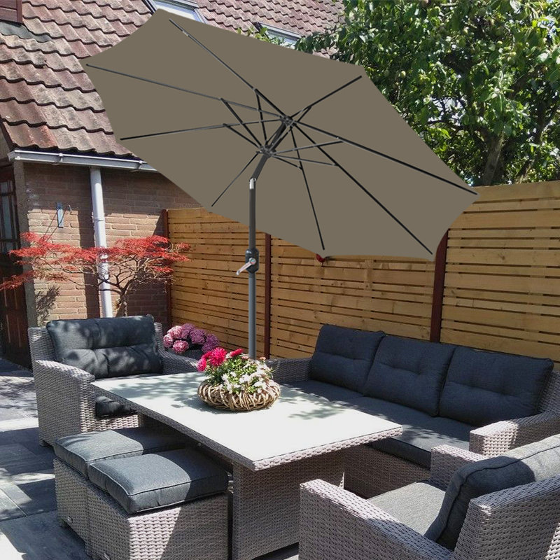 Angalina Traditional Parasol, Brown/Taupe, 220cm H x 250cm W x 250cm D