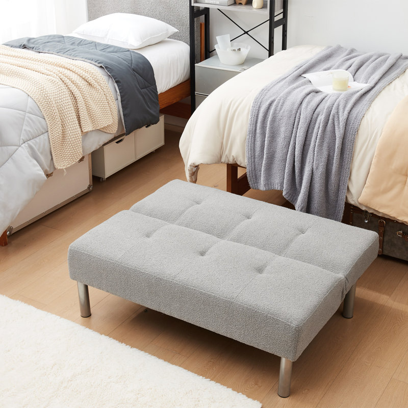 47'' Upholstered Convertible Sofa, Light Gray Boucle