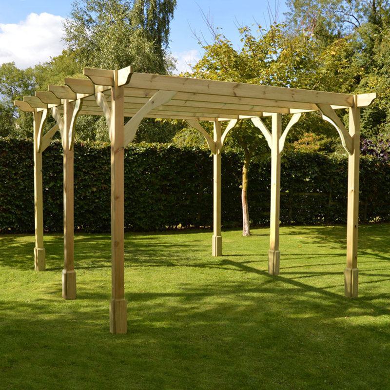 Bavaro Solid Wood Pergola, Light Green, 270cm H  x 600cm W  x 300cm D