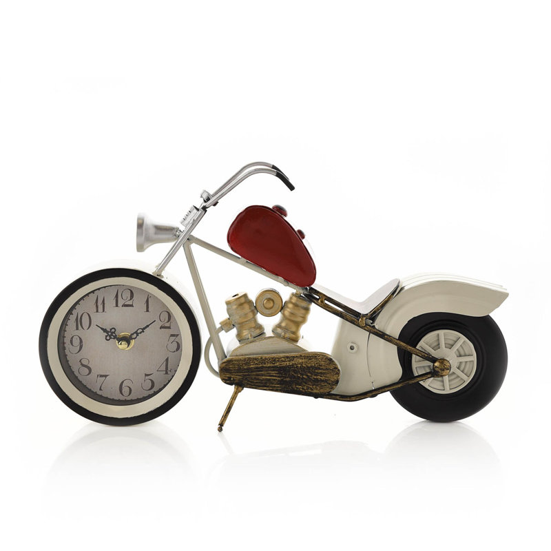 Analogue Metal Quartz Movement / Crystal Tabletop Clock in Red/Black