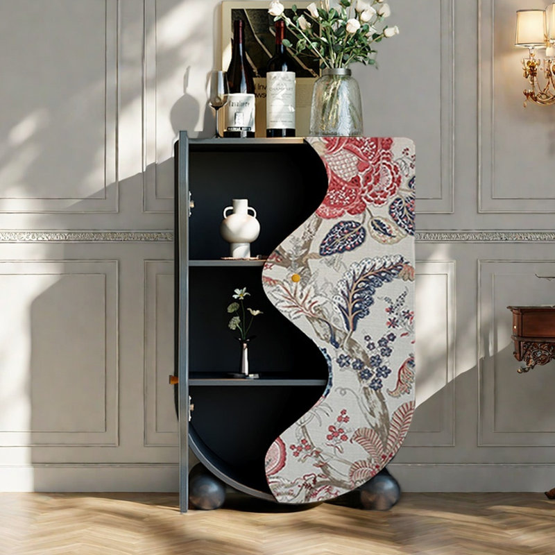 Armoire d'appoint de style européen à imprimé rétro, Noir