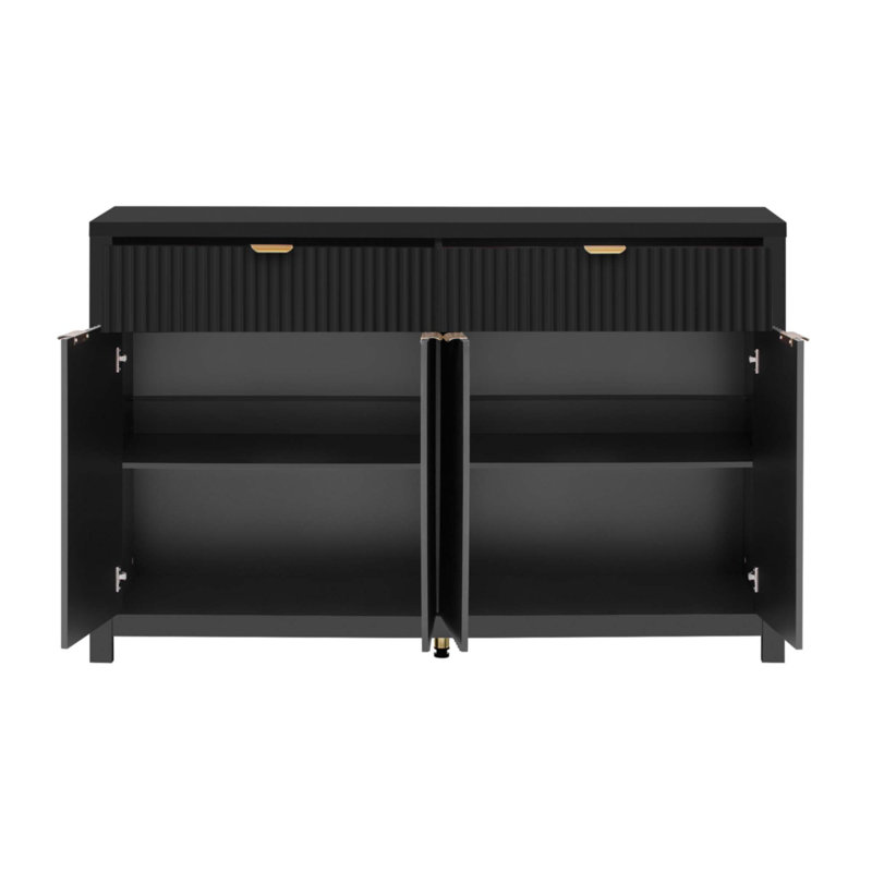 Modern 55.1'' Sideboard Buffet Cabinet With 2 Drawers & 4 Doors, Black
