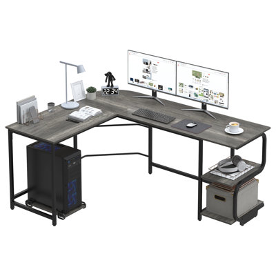 L-Shaped Metal Base Computer Desk