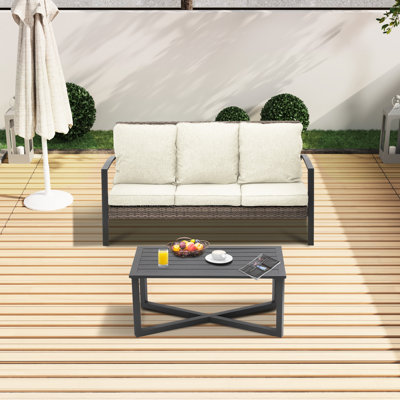 3 - Person Outdoor Conversation Set With Cushions by Winston Porter
