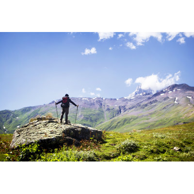 Hiker In The Mountains - Wrapped Canvas Print