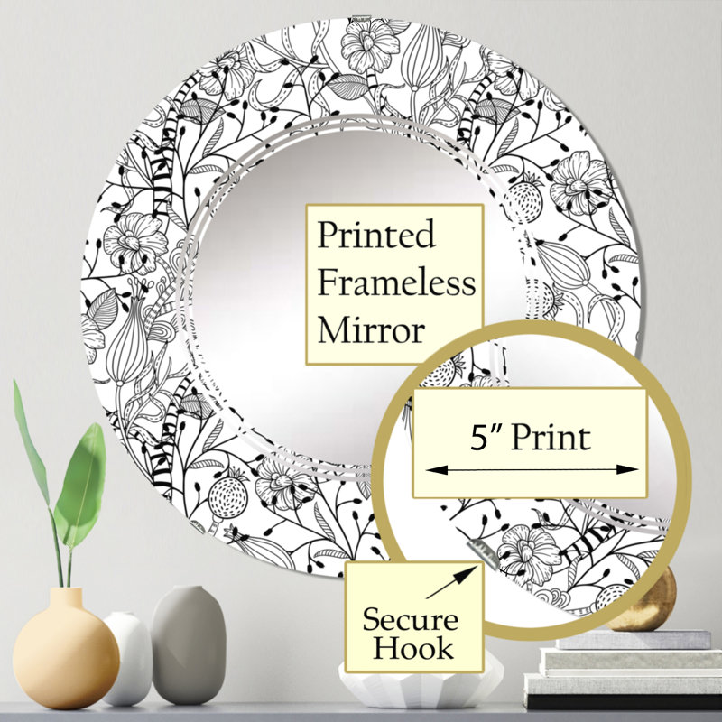 Formes monochromes I - Miroir mural à motif rond, 24 po x 24 po