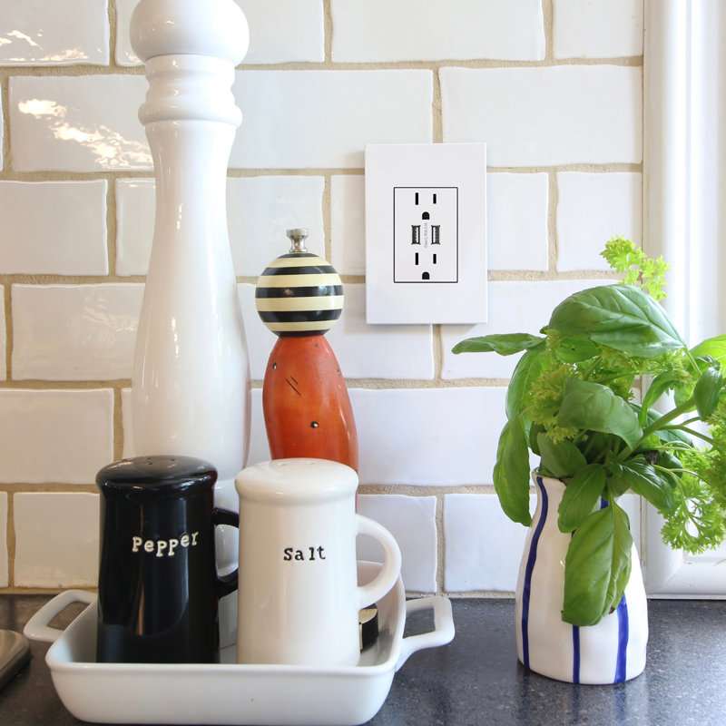 Adorne® 15 Amp Dual USB A/A Combo Outlet and Wall Plate, White