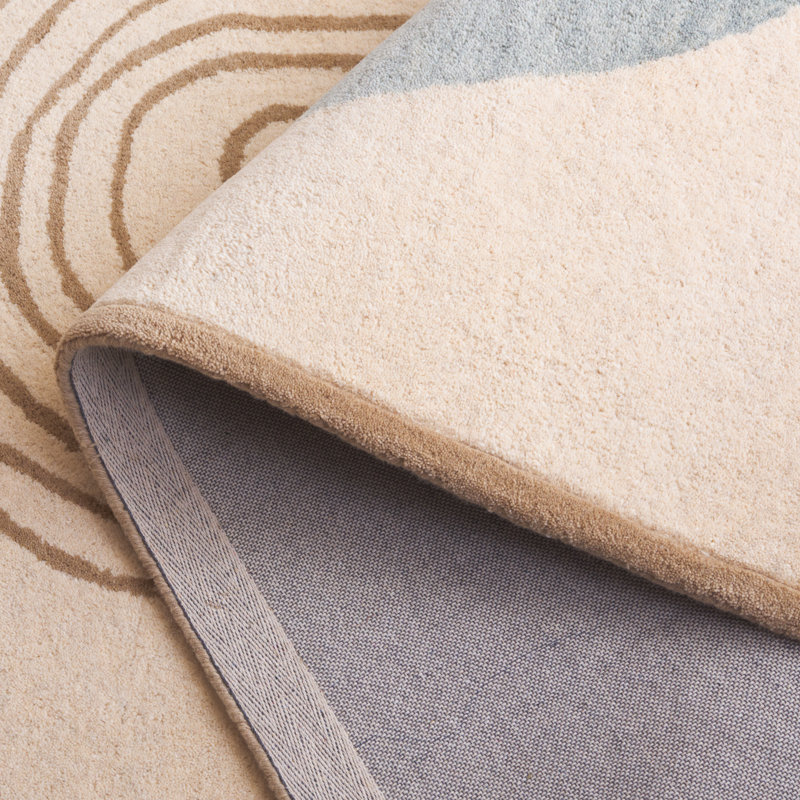 Anyeli Rodeo Drive Hand Tufted Wool/Cotton Abstract Rug in Blue/Ivory, Rectangle 5' x 8'