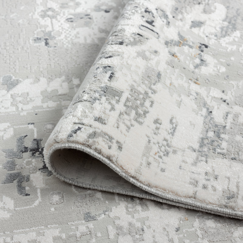 Hublersburg Floral Area Rug in Gray, Runner 2'6" x 8'