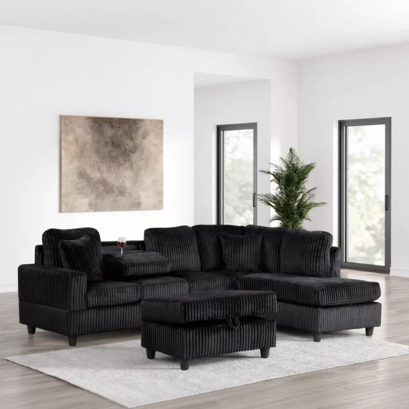 Canapé moderne en forme de L gris anthracite
