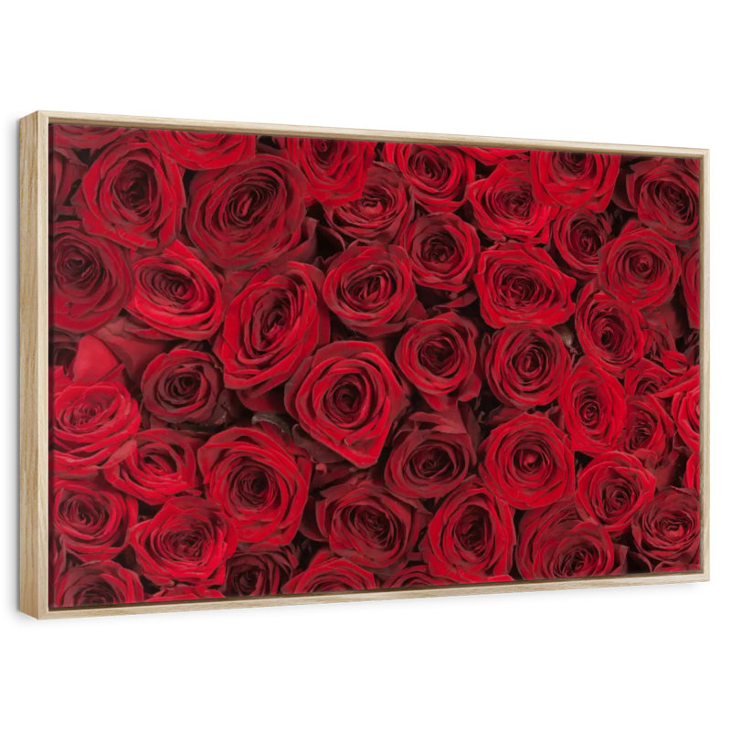Roses rouges d'été, Cadre flottant en bois naturel, 13 po x 9 po