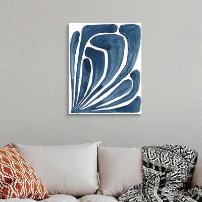 «Blue Stylized Leaf II», art mural sur toile