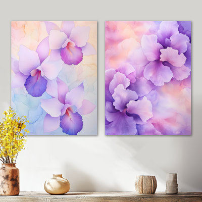 Eternal Symphony of Orchid – Floral Oversized Metal Wall Decor Set of 2