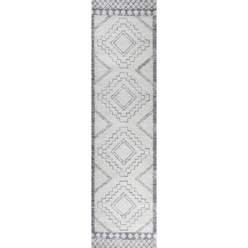 Amir Moroccan Beni Souk Cream/Gray Rug, Runner 2'3" x 8'