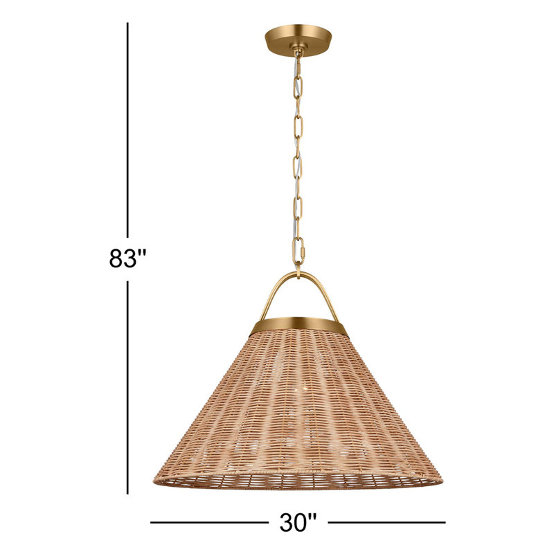 Darnaja 1 - Light Brushed Brass Unique/Statement Pendant, 17.75" H x 30" W x 30" D