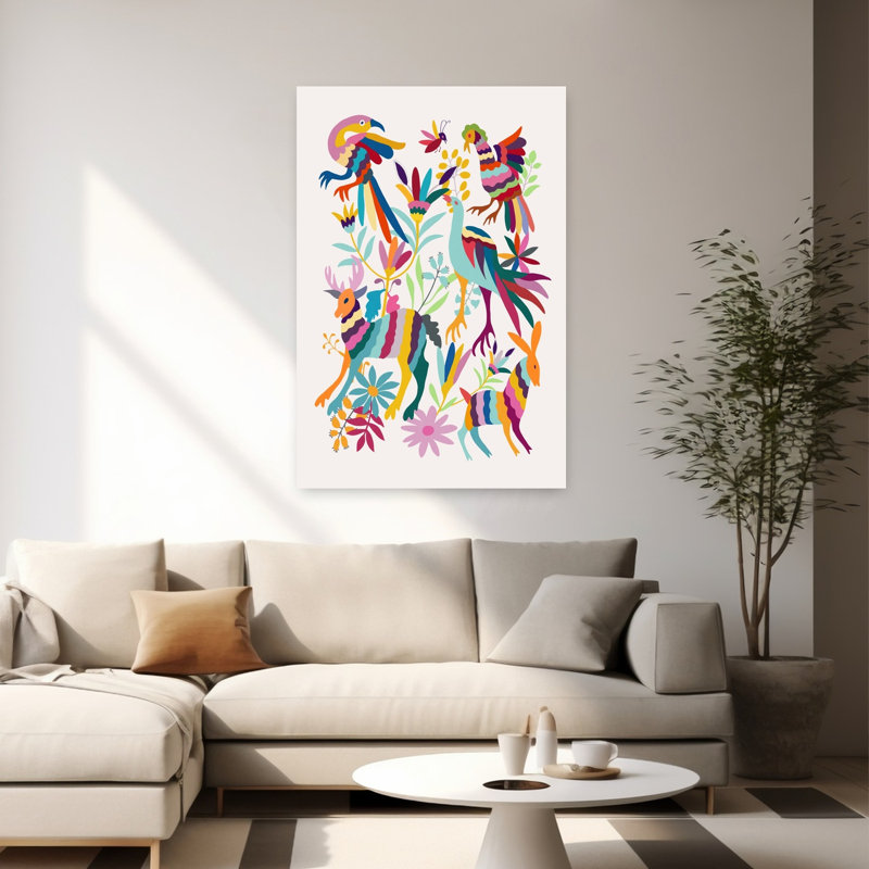 Otomi Artwork Abstract Contemporary Wall Art Print 1 Piece Wrapped Canvas Wall Art, 152.4 cm H x 101.6 cm W