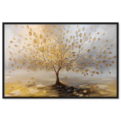«Tree of Golden Leaves», art coloré sur toile par Art Remedy