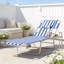 Chaise longue de patio réglable, structure en acier, rayures bleues, détente en plein air