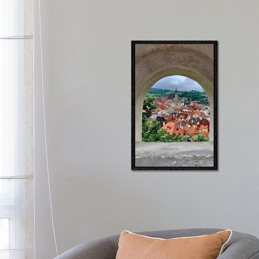 Village Through The Window von Susan Vizvary - Galerie-verpackte Leinwand Giclée auf Leinwand