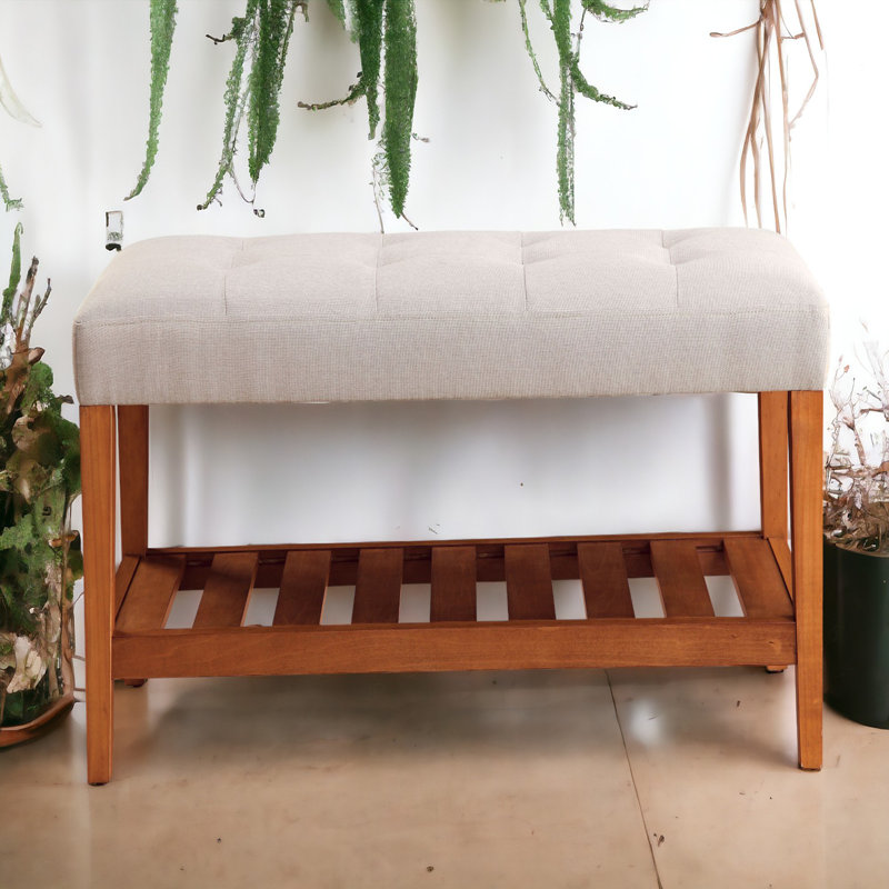 Banc en tissu et finition chêne, Gris