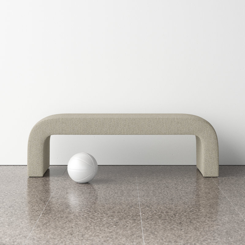 Daine 62.4" W Upholstered Bench, Light Brown Polyester