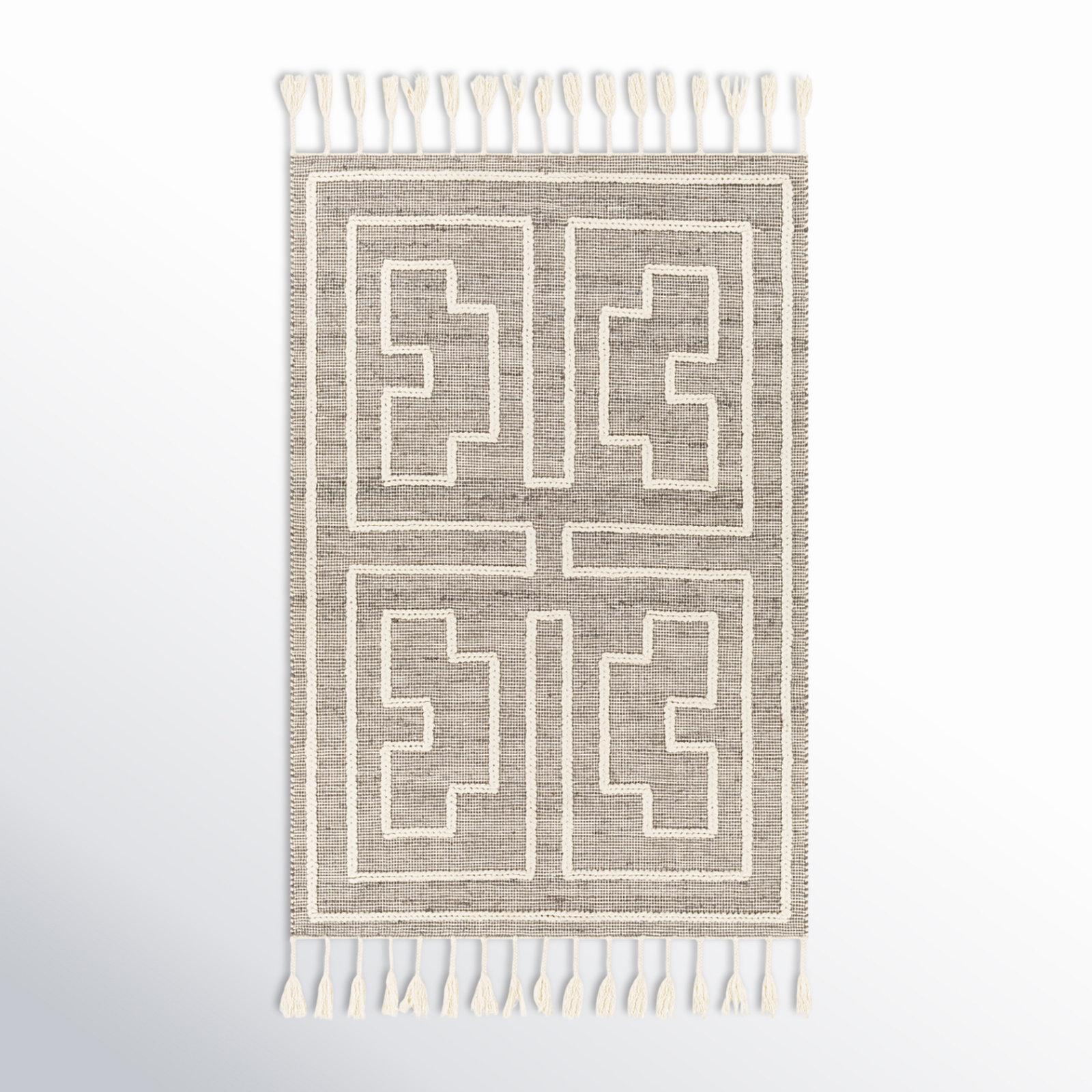 Rodriguez Hand-Woven Geometric Jute Rug, Rectangle 5' x 7'6"