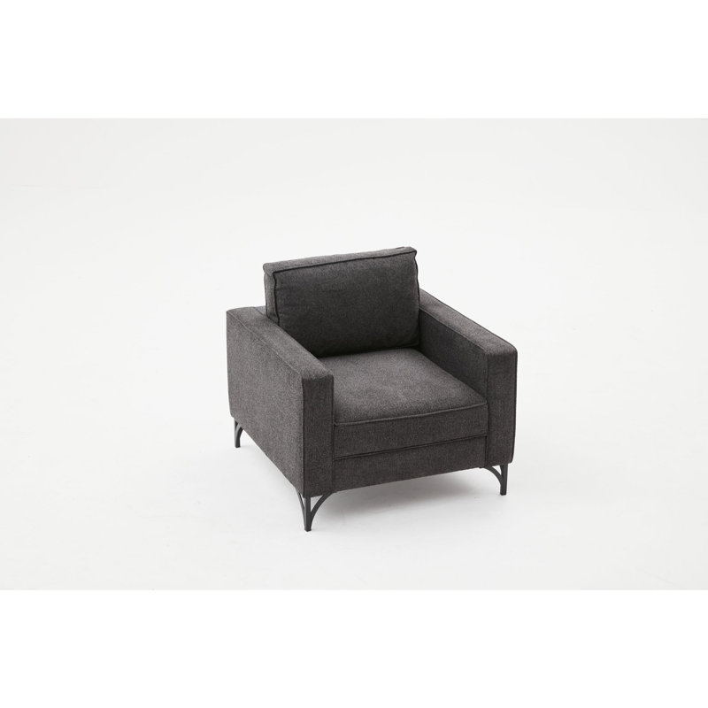 Fauteuil club Darron, 100 % polyester anthracite, Noir
