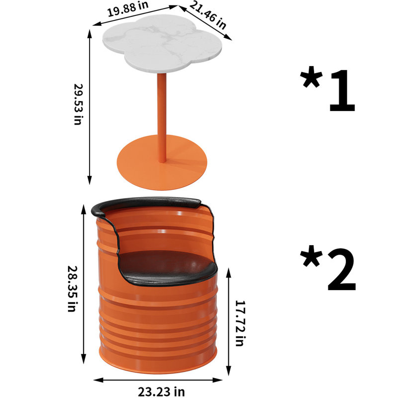 Ensemble de salle à manger à forme libre L 21,46 po x l 19,88 po Katheren, 3