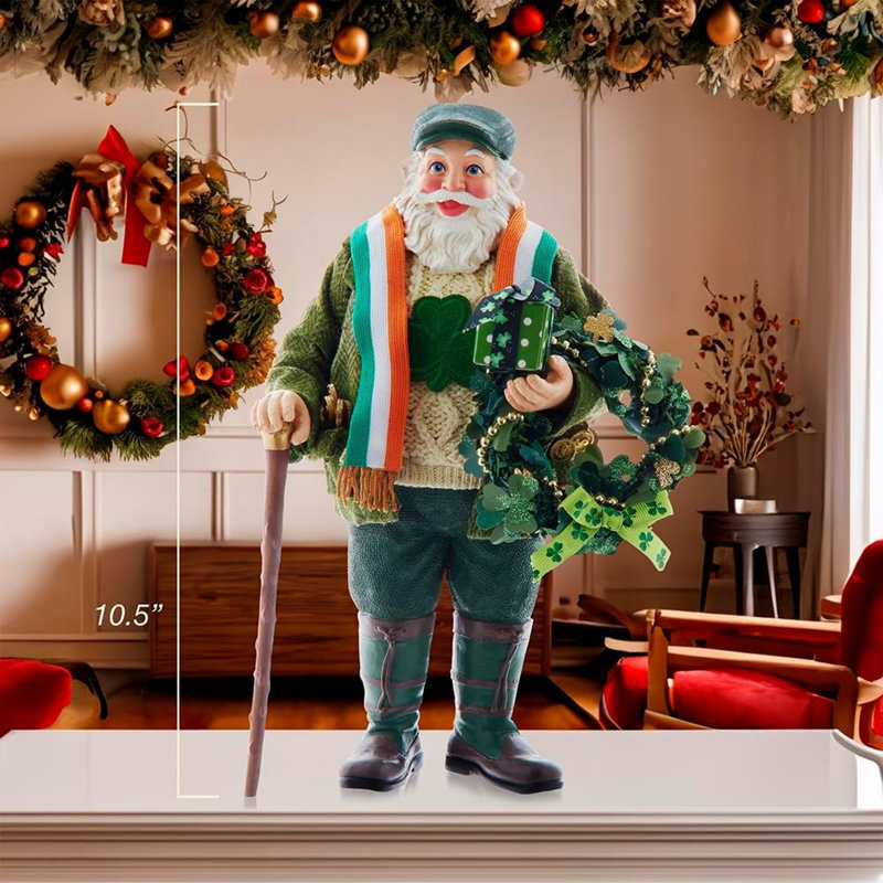 Figurine de Noël irlandaise avec couronne Kurt Adler Fabriche, 10,5 po