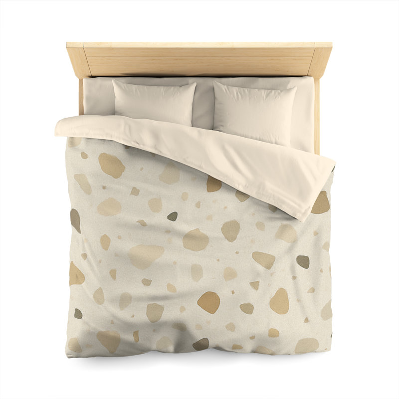 Microfiber Duvet Cover Boho Style, Design 38, Queen Duvet Cover, Cream