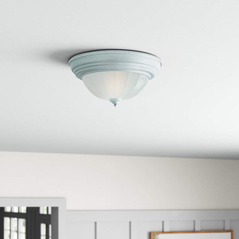 Carder Glass Flush Mount, Textured White, 6" H x 12" W