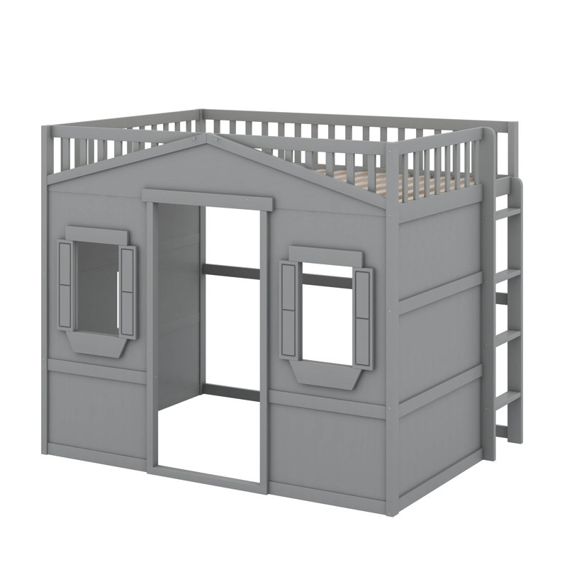 Lit mezzanine avec échelle House, Lit double, Gris